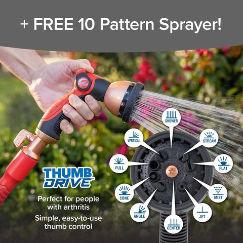 Ballistic 50 Ft Expandable Garden Hose No Kink Flexible Water Hose Expands Up To 3X For Quick Reach 3/4 Inch Inner Diameter Lightweight Compact Self Draining Storage Durable Anti Burst Sleeve As Seen On TV with thumb-control sprayer