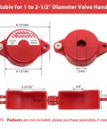 Gate Valve Lockout For One Inch To Two And A Half Inch Valves With Three Eighth Inch Padlock Hole Red Nylon Shell with dimensions.