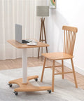 Real Slick Mobile Adjustable Standing Desk With Buttery Smooth Rollaway Casters, Ergonomic Height Adjusting Computer Cart with laptop and chair.