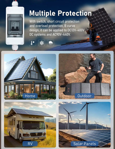 Rugged Solar Panel Disconnect Switch With IP65 DIN Box 30 Amp Dual Pole Isolator 12V To 400V AC DC for outdoor use