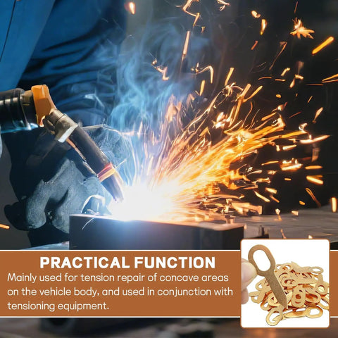100 Pack Ot Straight Washers With Heavy Duty Car Dent Puller Rings For Knocking Out Dents Fast Sheet Metal Repair Pulling Tools And Panel Welder Consumables Smooth It Out, welding process with sparks.