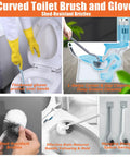 Heavy Duty High Pressure Toilet Plunger Kit With Curved Brush And Comfort Grip Gloves, All In One Drain Clog Buster For Bathroom Sink And Tub, Tough As Nails Game Changer, image showing shed-resistant brush and gloves.