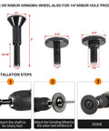 Installation steps for 2 Inch Die Grinder Wheel Set, Fifteen Piece T27 Aluminum Oxide Grinding Discs with mandrels shown