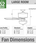 Diagram of 52 Inch Indoor Ceiling Fan With Crisp LED Light And Bulbs Included, White Finish, Pull Chain Control, Five Blades, Standard Mount