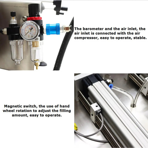 No Sweat Desktop Fully Automatic Double Head Paste Filling Machine For Viscous Sauces And Syrups With 10 To 100 Ml Capacity showing controls and magnetic switch.