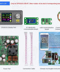 Components of DC 6-60V To 0-50V 20A Constant Current Step-Down Buck Power Supply Module, including voltmeter and communication boards.
