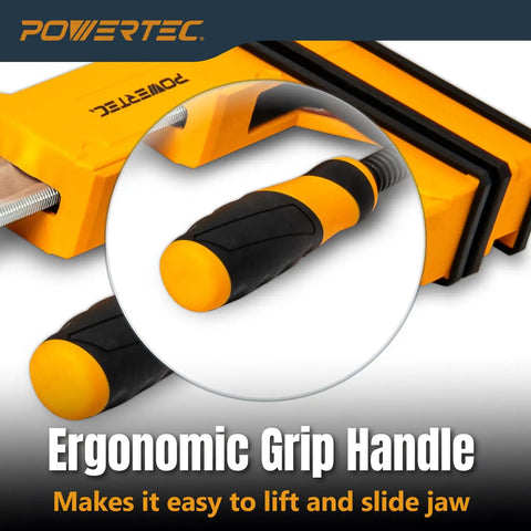 Ergonomic grip handle of 8 Inch Gear Bar Clamps For Woodworking Quick Release 600lb Clamping Capacity 2 Pack A Fast And Secure Alternative To C Clamps For Glue Ups Cabinet Making Welding And More