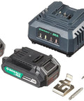 Skil 20V Cordless Hammer Drill Kit With 2x 2.0Ah Batteries And Charger showing two batteries and a charger