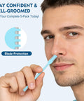 Man using Five Color 360 Degree Rotating Nose Hair Trimmer Set With Double Sided Blades.