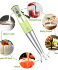 5 In 1 All In One Immersion Hand Blender With 8 Speeds And 300W Power showing various uses including smoothies and sauces