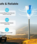 100W 12V Permanent Magnet Vertical Wind Turbine Kit With Controller Dope Quiet Helical Blade near car and mountains, safe design