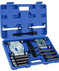 Heavy Duty 14Pc Bearing Puller Set With 5 Ton Capacity Separator Splitter Removal Of Gears Pulleys Steering Wheels Blue Pro Tool Kit in case