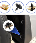 Ride Ready 100 Piece Car Body Fasteners Kit with screws, bolts, U nuts, ABS clips installed on car bumper.