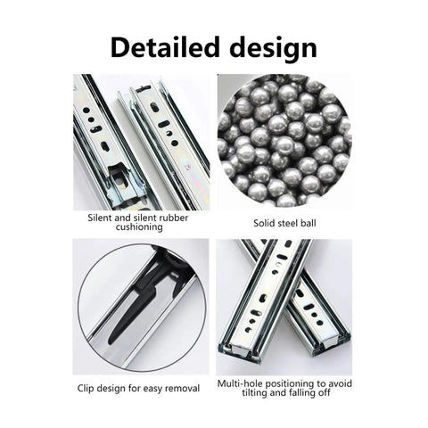 Heavy Duty 3 Section 100 Lb Capacity Full Extension Ball Bearing Side Mount Drawer Slides Quiet Slide Black 14 Inch