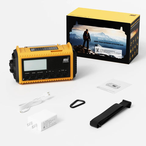 Emergency Radio With NOAA Alerts 12000mAh Portable Solar Crank Battery Powered AM FM Shortwave USB C Charger with accessories