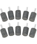 Ten Pcs 20 Millimeter Aluminum Oxide Mounted Grinding Stones Rotary Grinding Bits With One Quarter Inch Shank For Electric Rotary Tools And Drill Grinders For Home Or Workshop Use.