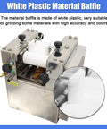 Heavy Duty 110V Triple Roll Mill Grinder With Zirconia Ceramic Rolls And Stainless Steel Tray for paint and coatings, featuring a white plastic material baffle.