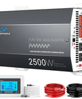 2500W Pure Sine Wave RV Inverter With Built In ATS And Shore Power Bypass For Off Grid RV Living, 12V DC To 110V 120V AC Converter