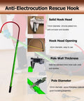 Anti-electrocution rescue hook with fiberglass pole and 42cm hook opening, part of Fiberglass Insulated Rescue Hook Set, 2 Piece Detachable Anti Electrocution Tools For Firefighters, Pro Grade Emergency Safety Gear For Factory And Home, Durable Electrical Insulation Rescue Poles For Electrical Incidents