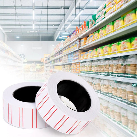 30000 White Price Gun Labels On 60 Rolls For Pricing Like A Boss Pricemarker Stickers in a retail store aisle