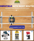 27 Inch Router Sled For Planing And Slab Flattening With Ultra Track Aluminum Rails showing adjustable clamp and compatibility chart