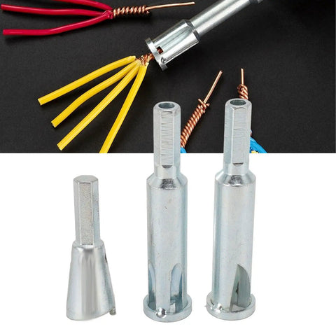 No Sweat Wire Stripper And Electric Drill Attachment For Rapid Spiral Twisting Heavy Duty Steel Electrical Crimping Tool set of 3 with wires.