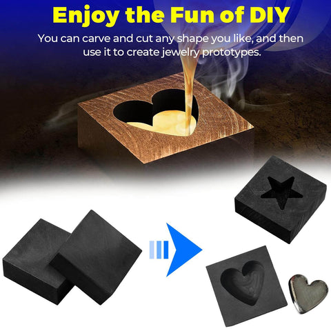 Four Pack Graphite Ingot Blocks For Metal Melting And Casting Molds Pro Grade High Purity Ninety Nine Point Nine Percent showing DIY use