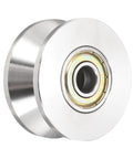 Built Tough V Groove Pulley Wheel Featuring Smooth Zero Friction Glide Crafted From Durable 201 Stainless Steel For Badass Wear Resistance And Straight Up Reliability On Any Indoor Or Outdoor Rig At 10X48X8MM, detailed view.