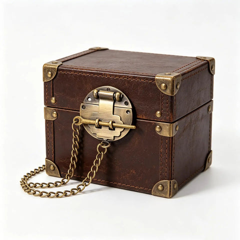 COSMOBETTY 7pcs Vintage Retro Toggle Hasp Latch with Chain for Jewelry Boxes and Collectibles, Iron Alloy Construction with Reliable Closure and Showcase-Worthy Design, for Storing Coins, detailed view of decorative chest.