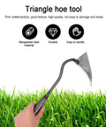 All Purpose Garden Hoe For Weeding And Planting Durable Digging And Soil Leveling Tool Lawn Dethatcher Wide Blade held above grass
