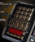 Close-up of 4D Smoked LED Tail Lights For 2007 To 2018 Jeep Wrangler JK JKU Plug And Play Rear Taillights With Built In Resistors