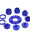 Heavy Duty Router Template Guide Bushing Set Of Ten Precision Aluminum Alloy Sleeves For Smooth Routing, blue sleeves and base.