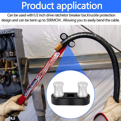 Heavy Duty 500 MCM Cable Bender Tool For Electricians bending thick wire with ratchet drive and knuckle protection.
