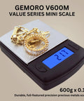 Platinum V600M Digital Jewelry Scale Pro Grade Countertop and Portable Mini Scale with 600g capacity weighing gold accessories