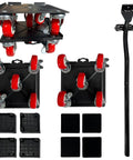 Heavy Duty Furniture Dollies Set With 360 Degree Swivel Casters And Smooth Rolling Wheels, includes red casters, pry bar and protective mats.