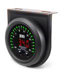 Turbo Boost And Vacuum Gauge Kit With LED Digital Display For Cars Trucks And ATVs 2 1/16 Inch 52mm Unit 1/8 NPT Electronic Pressure Sensor And Mounting Bracket Boost To 35 PSI Vacuum -30 To 0 InHg Red LED Readouts, black 52mm gauge with bracket