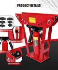 Heavy Duty 12 Ton Manual Hydraulic Pipe Bender For Copper Steel Tubing, showing 6 dies and adjustable roller.