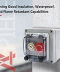 IP67 Waterproof Outdoor Emergency Stop Switch Box With Protective Cover And Key Button mounted on wall