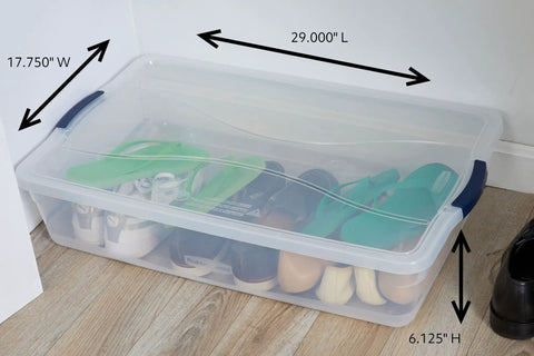 Hella Spacious 42 Quart Stackable Plastic Storage Bins With Secure Latching Lids Break Resistant Clear Organizers Straight Wall Design For Garage Closet 4 Pack