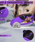 Heavy Duty Cordless Electric Scissors 4V Rechargeable Rotary Cutter with LED light and safety lock for precise fabric cuts.