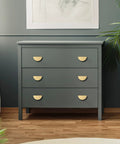 Dresser with Solid Brass Cabinet Pulls 5 Pack Gold Half Moon Drawer Handles For Kitchen Cabinets And Dressers, brushed brass finish.