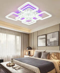 LED Ceiling Light Dimmable With Remote Control, Dope Modern Square Ceiling Lamp 75W Front Light Plus 5W RGB Backlight in bedroom