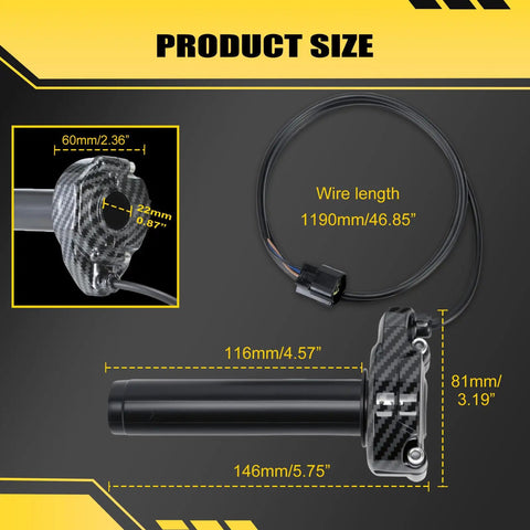 Full Twist Throttle Handle Kit For Sur-Ron S and X Light Bee Segway X160 X260 E-Ride Pro S Upgraded Plug and Play Electric Dirt Bike Throttle With Imitation Carbon Fiber Look And Smooth Rolling Bearings