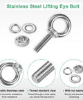 Premium Stainless Steel Eyebolts M10x40mm Solid As A Rock Shoulder Lifting Eye Bolts with attached nuts and washers.