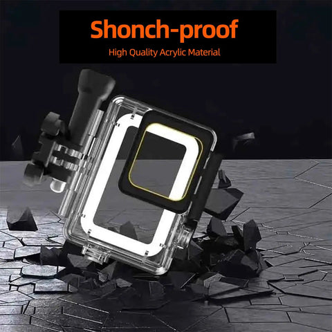 Rugged Underwater Housing For Action Camera 40m Waterproof Case For Hero 7 6 5 Black on cracked surface