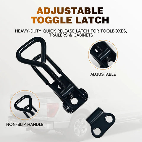 2 Pack Toggle Latch Clamps, Adjustable Stainless Steel Pull Hasp Latches, Heavy Duty Latch Set For Smokers, Lids, Freezers, Coolers
