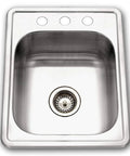 Topmount Stainless Steel Bar And Prep Sink With 3 Hole Design 17 By 22 Inch Deep Bowl 14 By 15.75 By 6.5 Inches 22 Gauge T304 Stainless