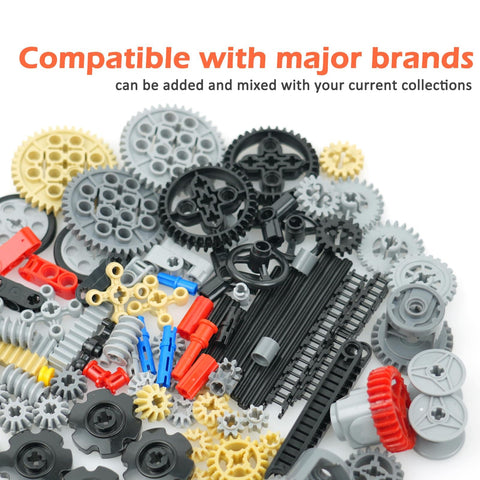 Dope Eco Friendly Car Gear Kit Building Set 2 Pack With Gears Axles Pins Racks Wheels Differentials for DIY Car Projects Compatible With Major Brand Models ABS Material components displayed.