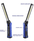 Double-Sided Folding LED Work Light With 1000 Lumen Flood and Slim Pro-Grade Design showing dual 500-lumen lights and USB-C quick charge.