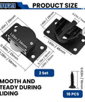 Cabinet Door Sliding Silent Plastic Roller Pulleys Set For Closet And Wardrobe Doors with measurements and screws included.